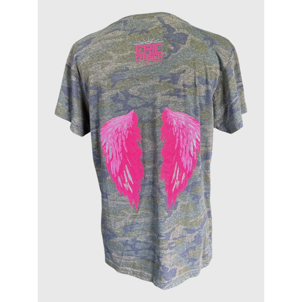 Eric Church Good Girls Never Miss Church Camo Tshirt, Large, Angel Wings Concert - Picture 2 of 3